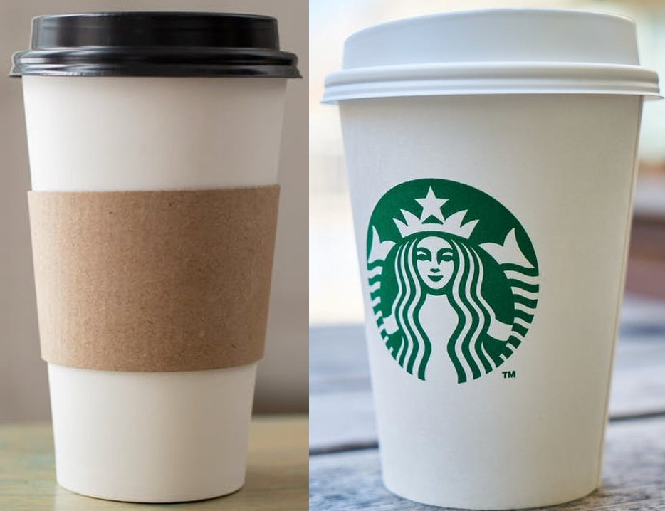 Decorative image store brand and starbucks coffee cups